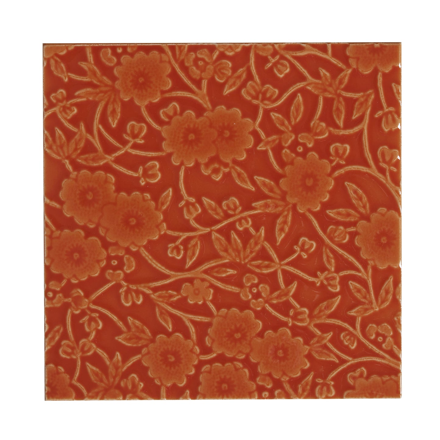 Burleigh x Craven Dunnill Jackfield Trivet Tile, Tangerine
