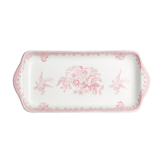 *Discontinued* Pink Asiatic Pheasants Rectangular Tray 28cm/11" Seconds