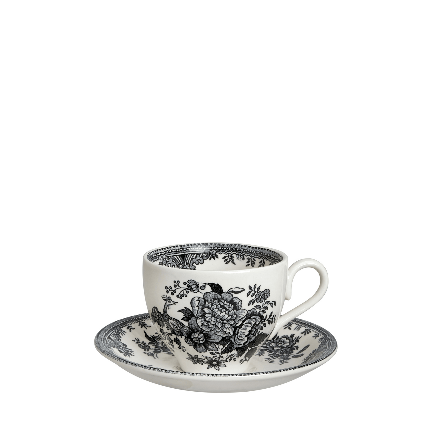 Black & White Asiatic Pheasants Teacup 187ml/0.33pt