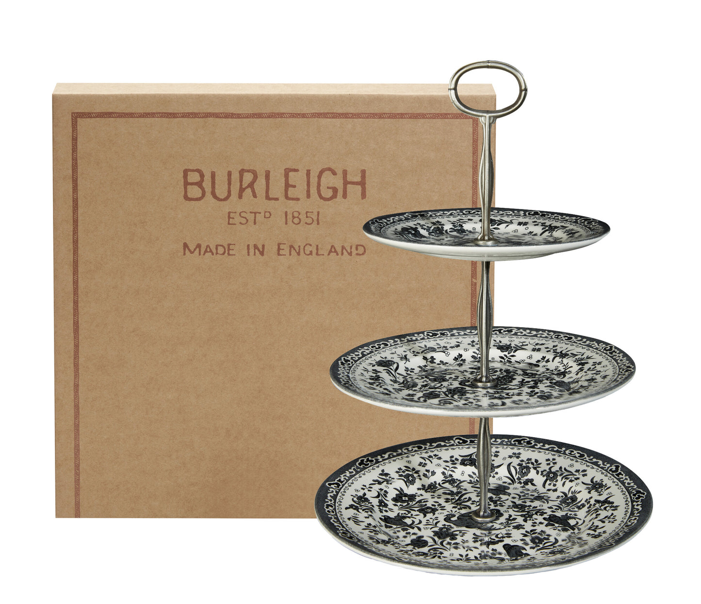 Black Regal Peacock 3 Tier Cake Stand Gift Boxed