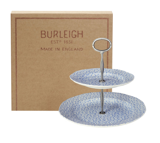 Blue Felicity 2 Tier Cake Stand Gift Boxed (17.5cm & 25cm)