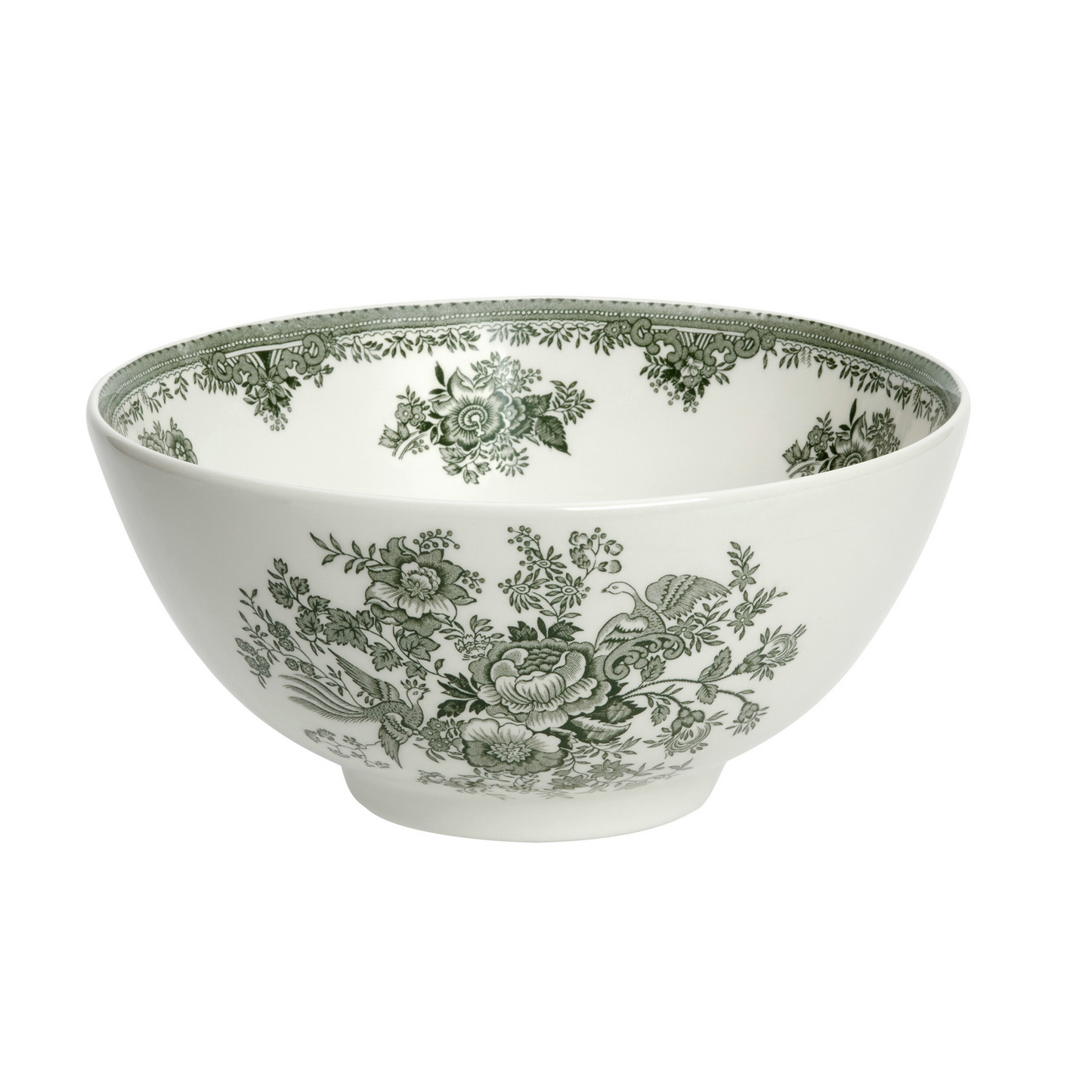 Green Asiatic Pheasants Large Footed Bowl 28cm/11" Seconds