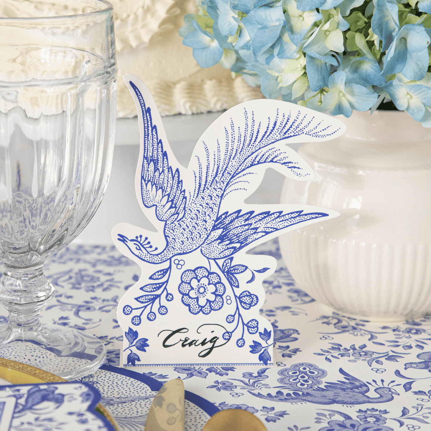 Burleigh x Hester & Cook Blue Asiatic Pheasants Place Cards, Pack of 12