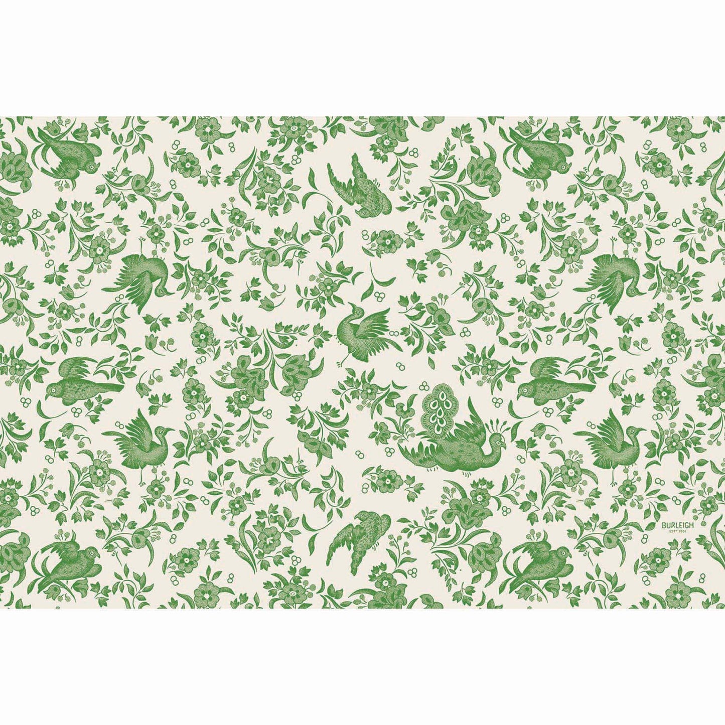 Burleigh x Hester & Cook Green Regal Peacock Paper Placemats, Pack of 18