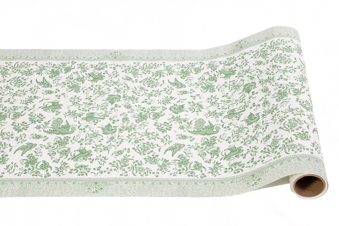 Burleigh x Hester & Cook Green Regal Peacock Paper Table Runner