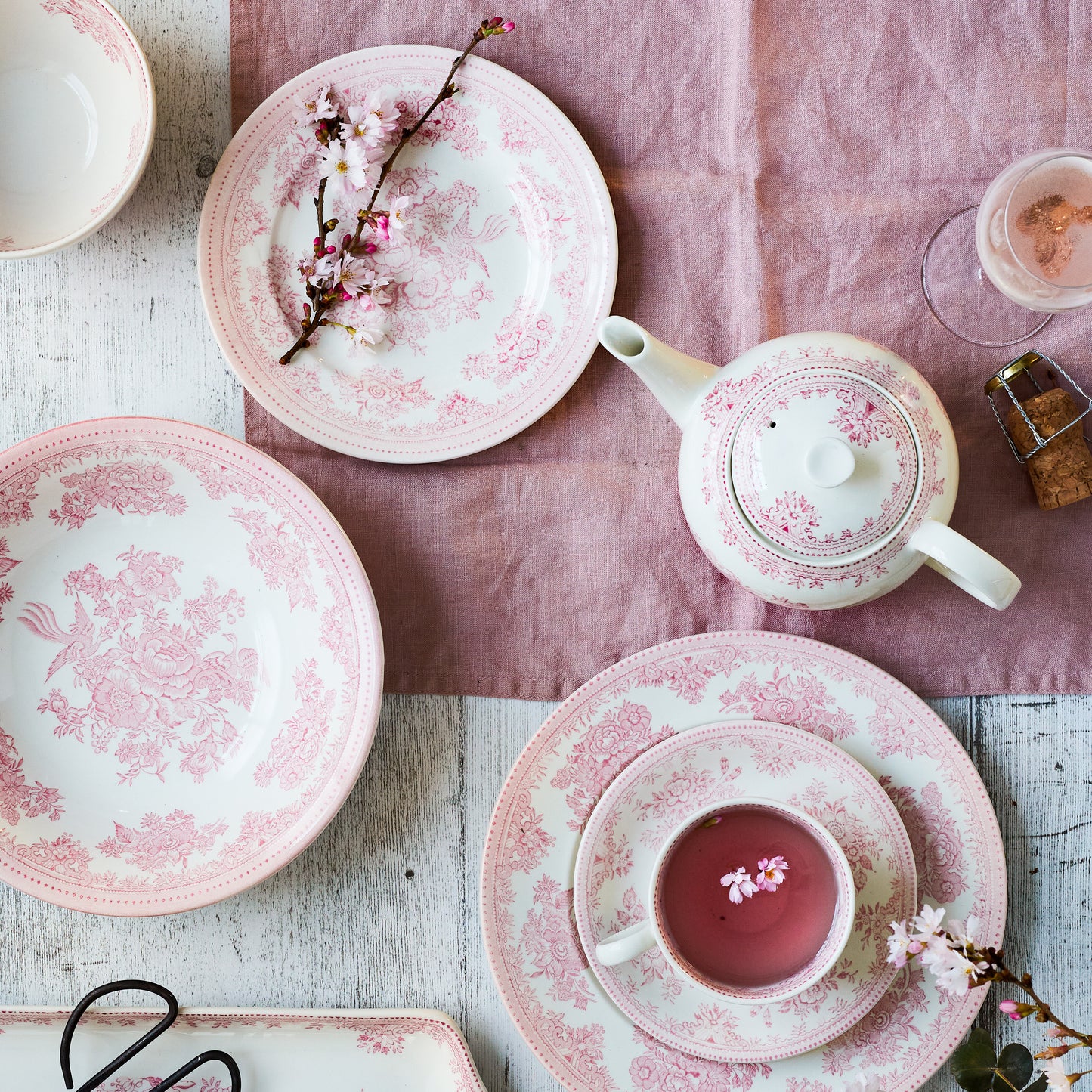 Pink Asiatic Pheasants Plate 22cm/8.75" Seconds