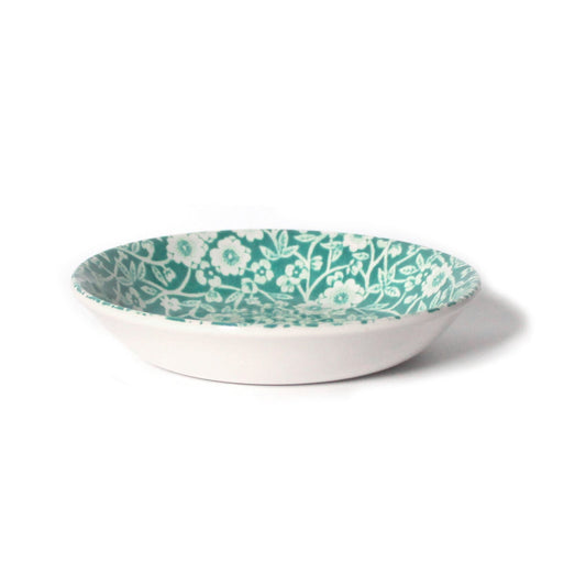 Teal Calico Butter Pat Dish 12cm/4.75"