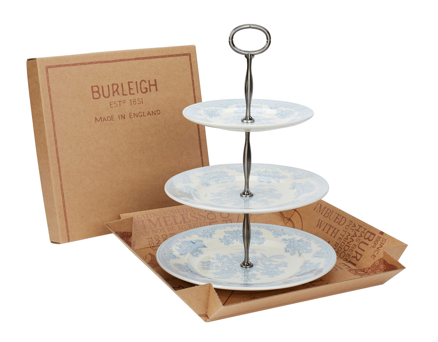 Blue Asiatic Pheasants 3 Tier Cake Stand Gift Boxed