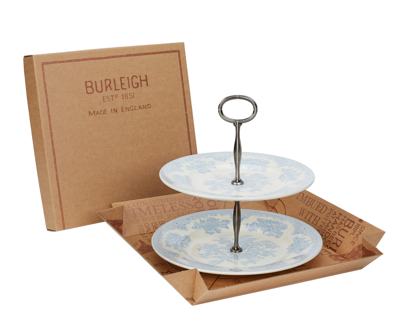Blue Asiatic Pheasants 2 Tier Cake Stand Gift Boxed