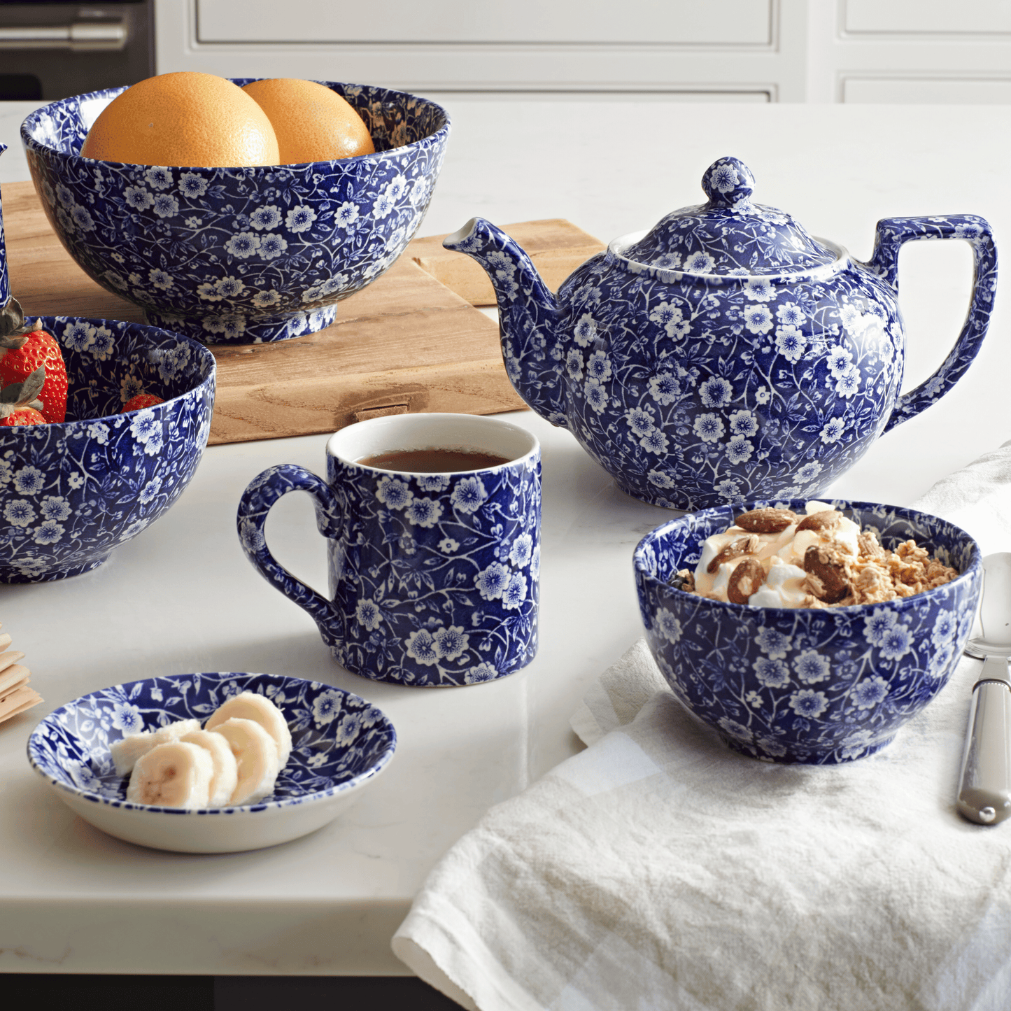 Blue Calico Butter Pat 12cm/4.75"