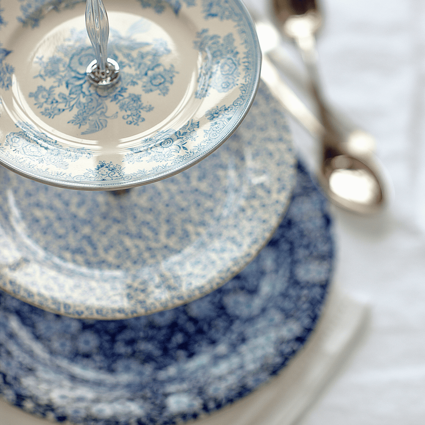 Pale Blue Asiatic Pheasants / Calico / Felicity 3 Tier Cake Stand Gift Boxed