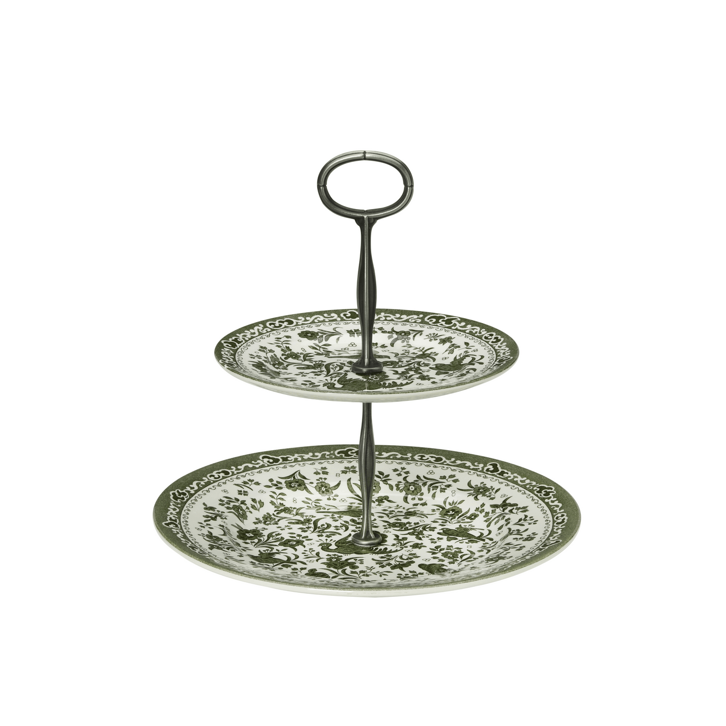 Green Regal Peacock 2 Tier Cake Stand Gift Boxed