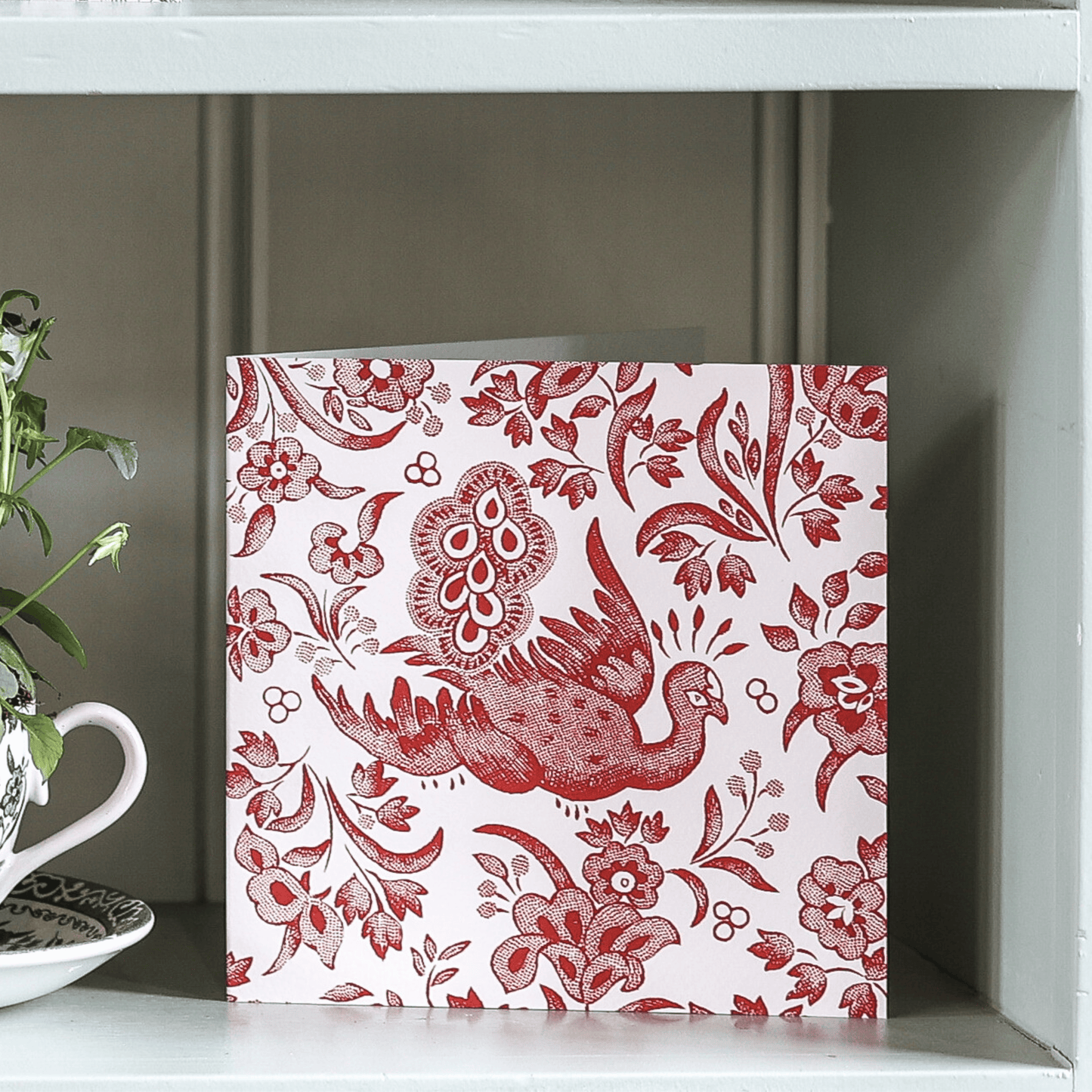 Burleigh Burgundy Regal Peacock Greeting Card