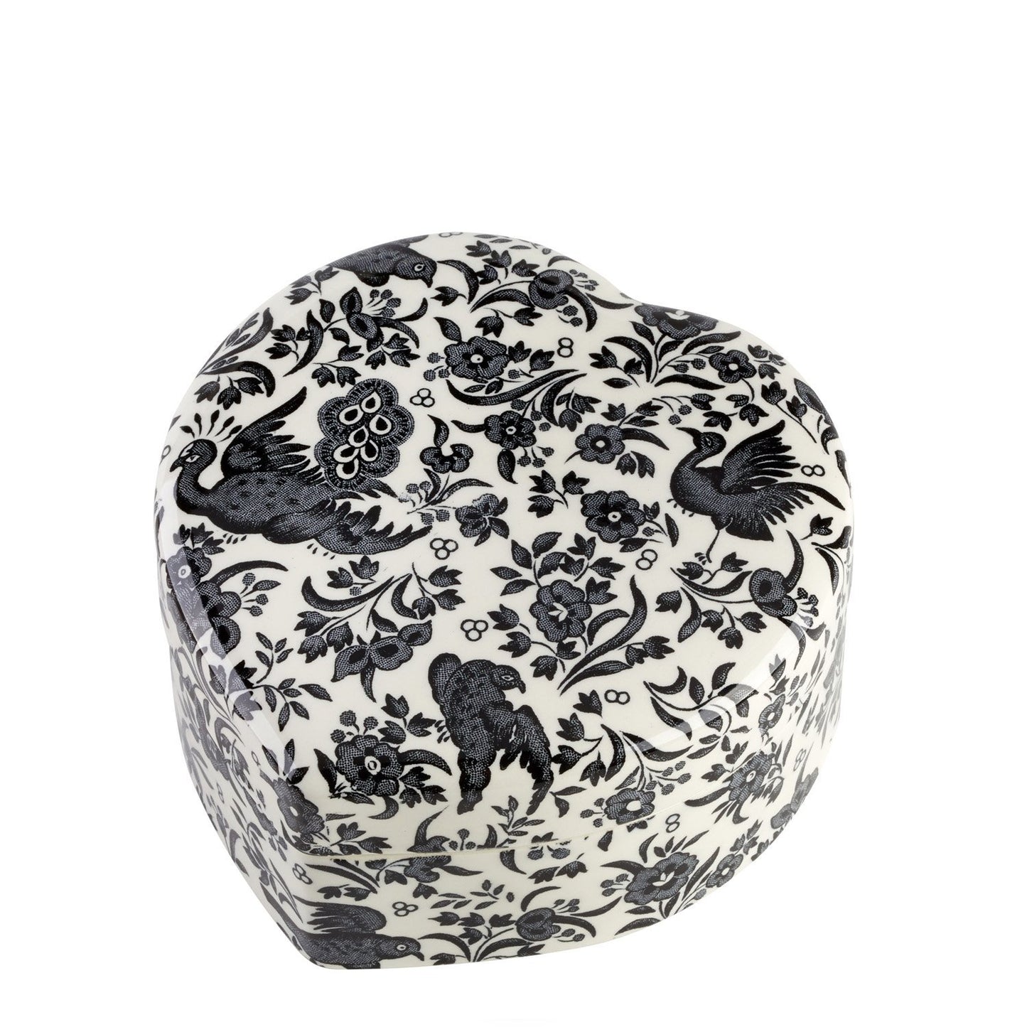 Black Regal Peacock Heart Trinket Box