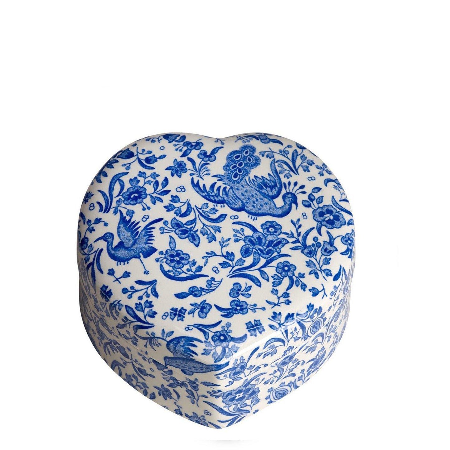 Blue Regal Peacock Heart Trinket Box