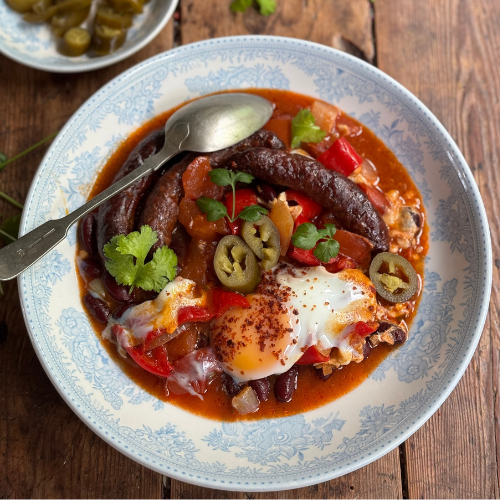 Delicious Bean and Merguez Sausage Shakshuka