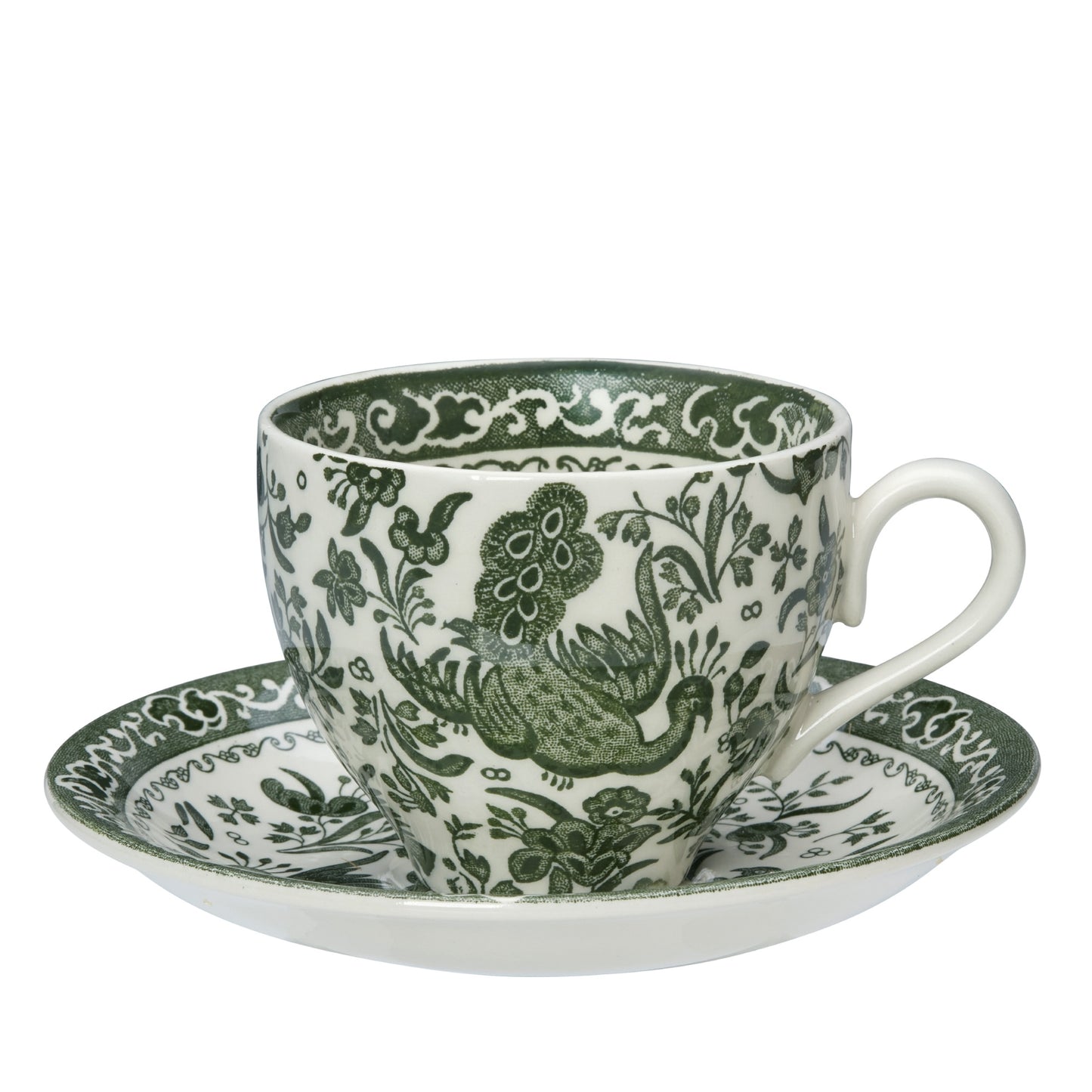 Green Regal Peacock Teacup & Saucer