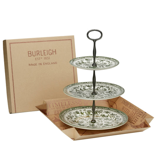 Green Regal Peacock 3 Tier Cake Stand Gift Boxed (17.5cm, 22cm, 25cm)