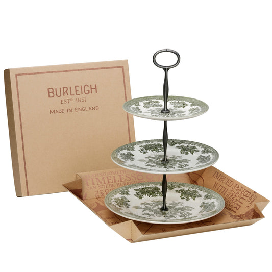 Green Asiatic Pheasants 3 Tier Cake Stand Gift Boxed (17.5cm, 22cm, 25cm)