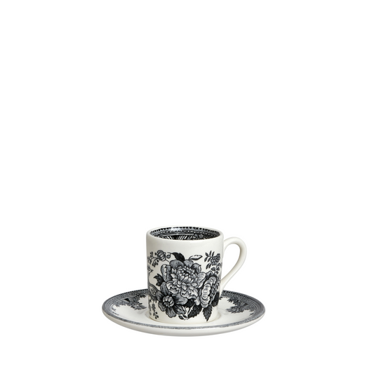 Black & White Asiatic Pheasants Espresso Cup & Saucer