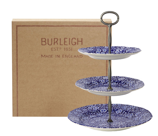 Blue Calico 3 Tier Cake Stand Gift Boxed (19cm, 21.5cm, 26.5cm)