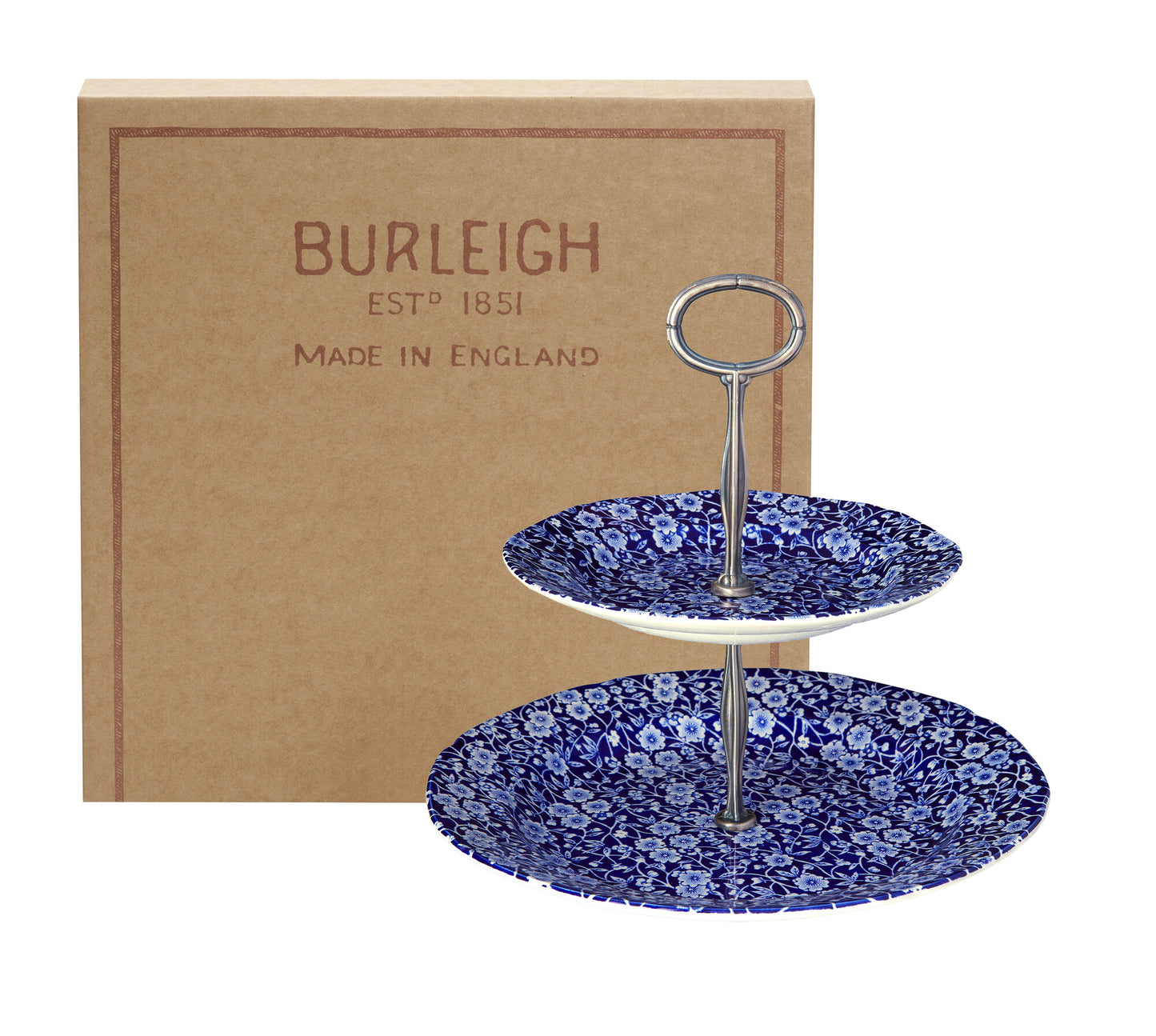 Blue Calico 2 Tier Cake Stand Gift Boxed (17.5cm, 25cm)