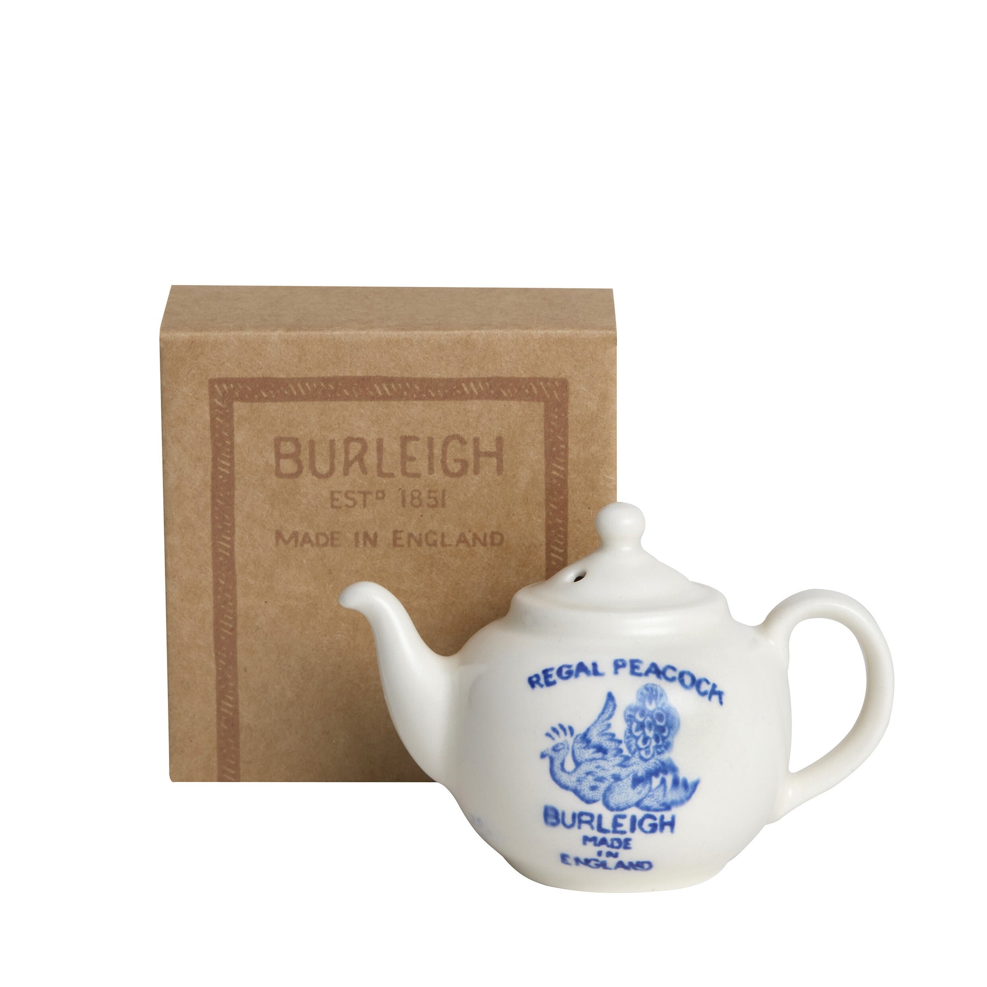 Burleigh Mini Teapot Ornament Apprentice Piece, Blue Regal Peacock