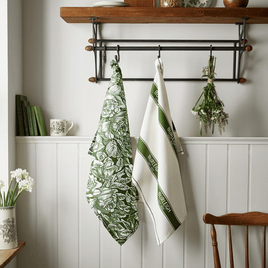 Burleigh x Bedeck of Belfast Green Hibiscus Tea Towel, Pack of 2