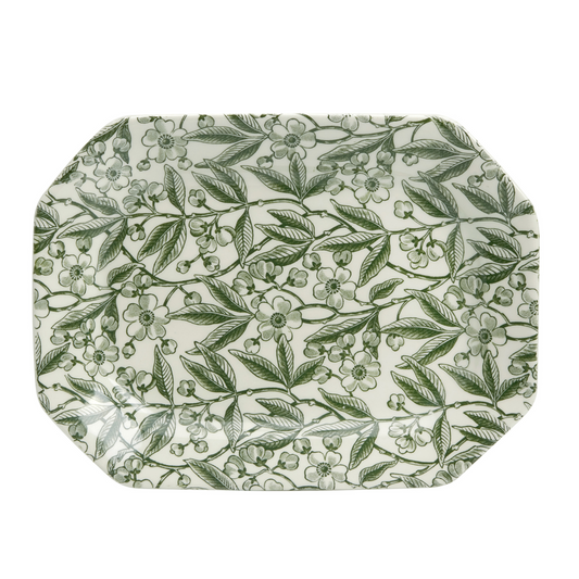 Green Prunus Rectangular Tray 28cm/11"
