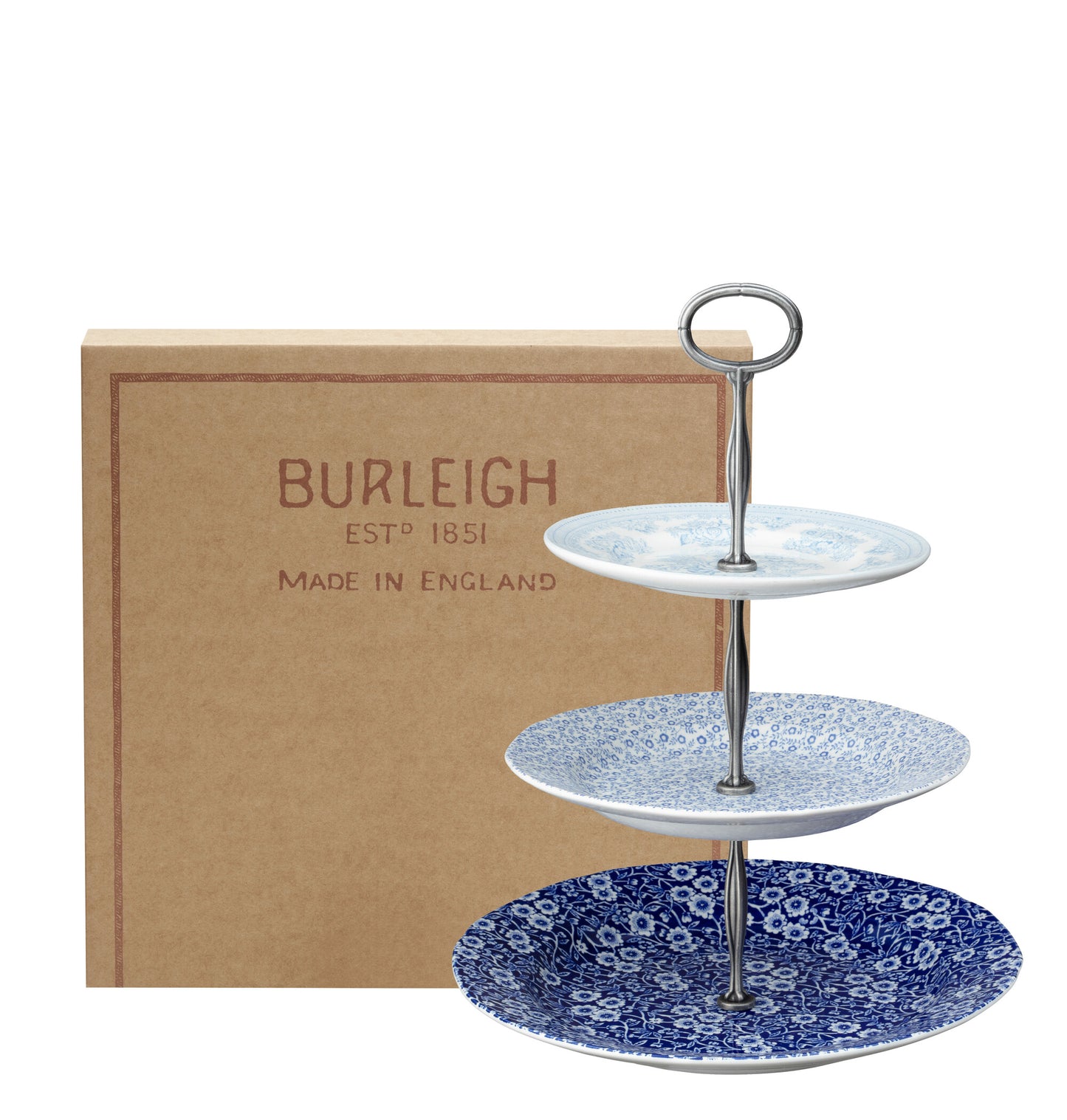 Blue Asiatic Pheasants / Calico / Felicity 3 Tier Cake Stand Gift Boxed (17.5cm, 21.5cm, 26.5cm)