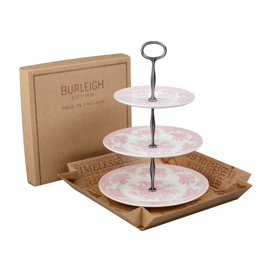 Pink Asiatic Pheasants 3 Tier Cake Stand Gift Boxed (17.5cm, 22cm, 25cm)
