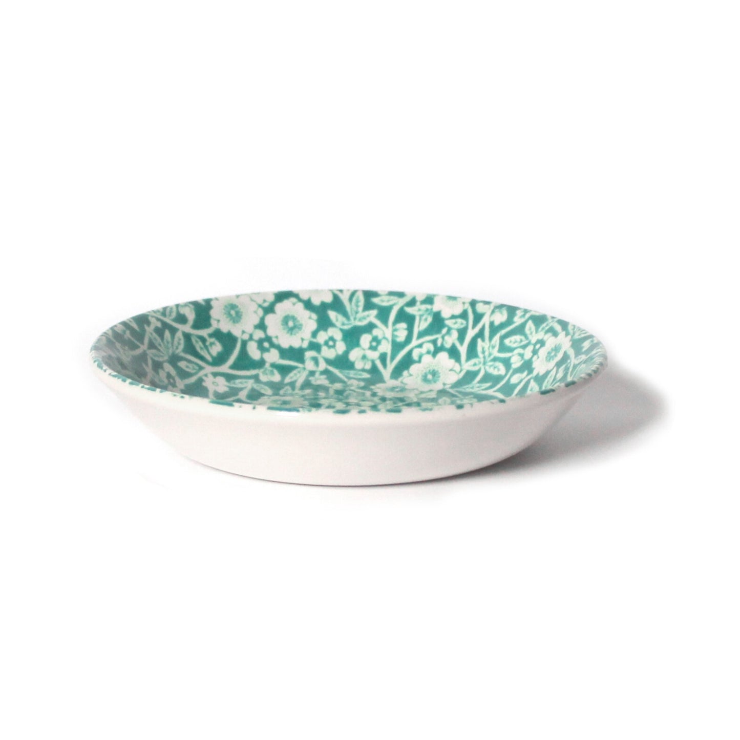 Teal Calico Butter Pat Dish 12cm/4.75" Seconds