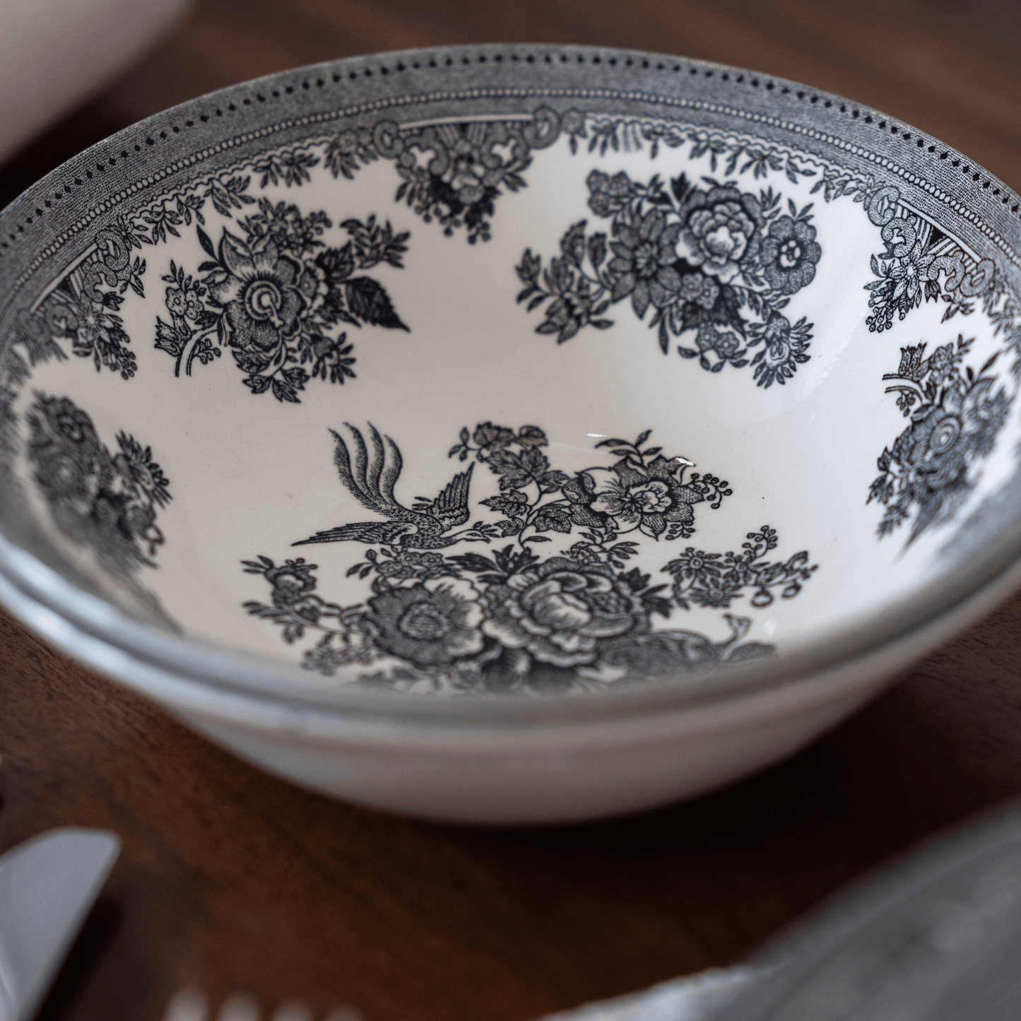 Black & White Asiatic Pheasants Cereal Bowl 16cm/6.3"
