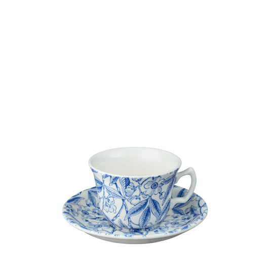 Blue Prunus Teacup & Saucer