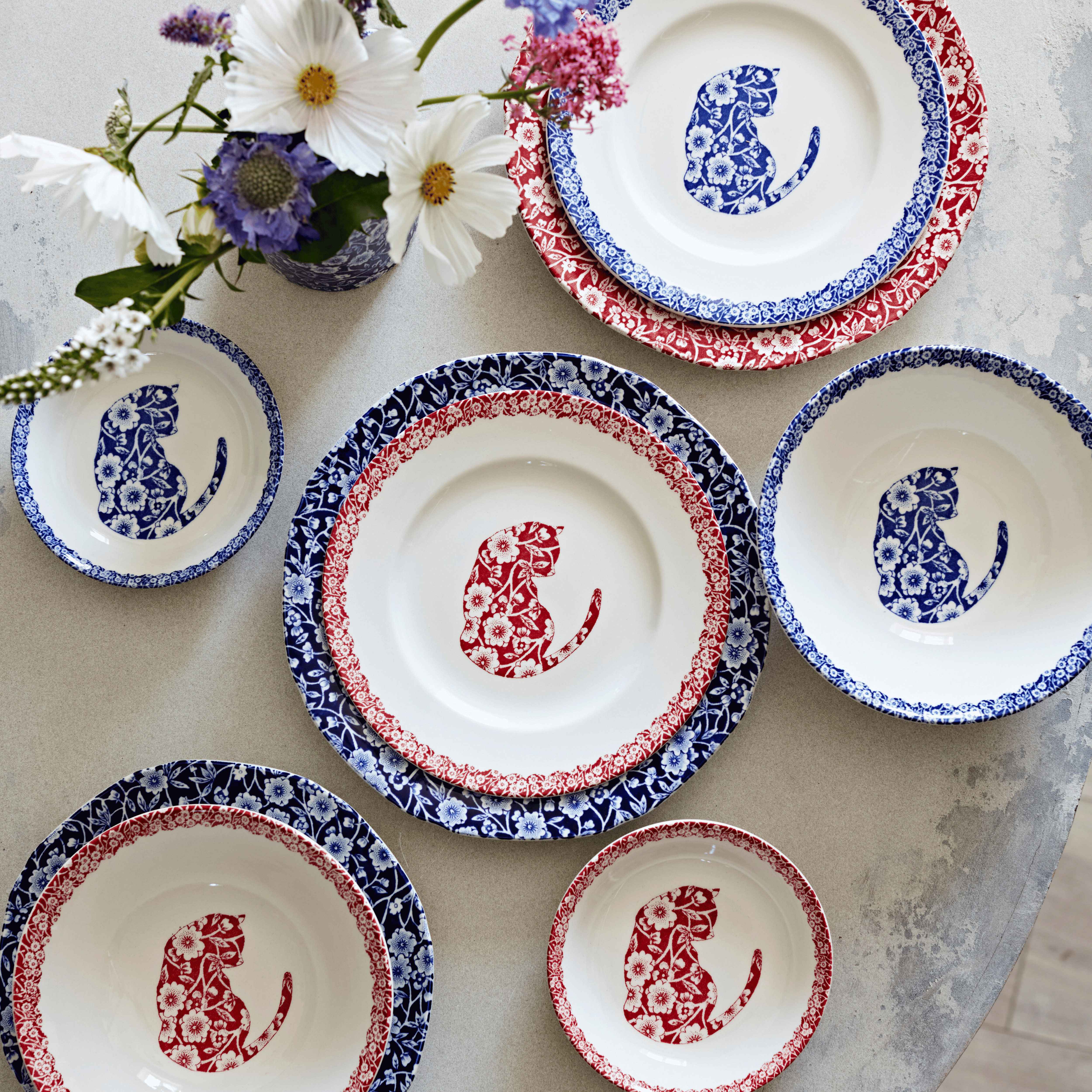 Blue Calico Cat Cereal Bowl – Burleigh Pottery