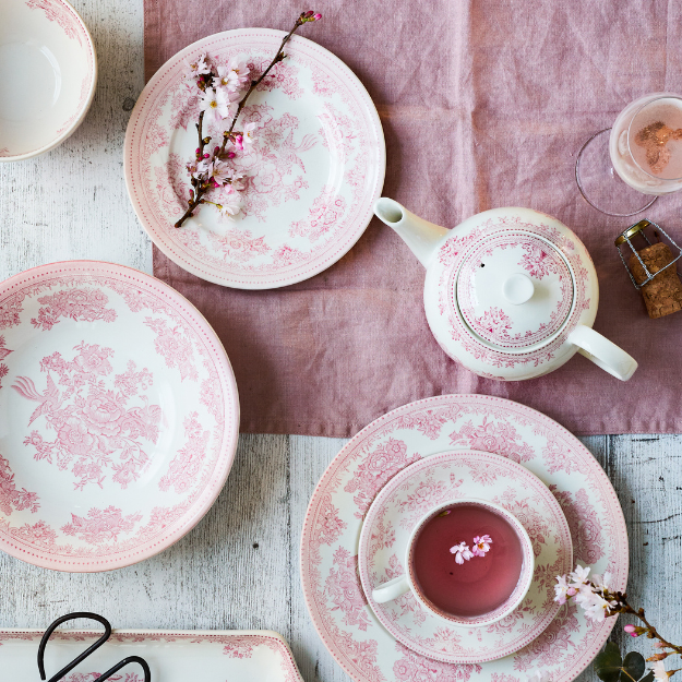 Pink Asiatic Pheasants Plate 17.5cm/7" Seconds