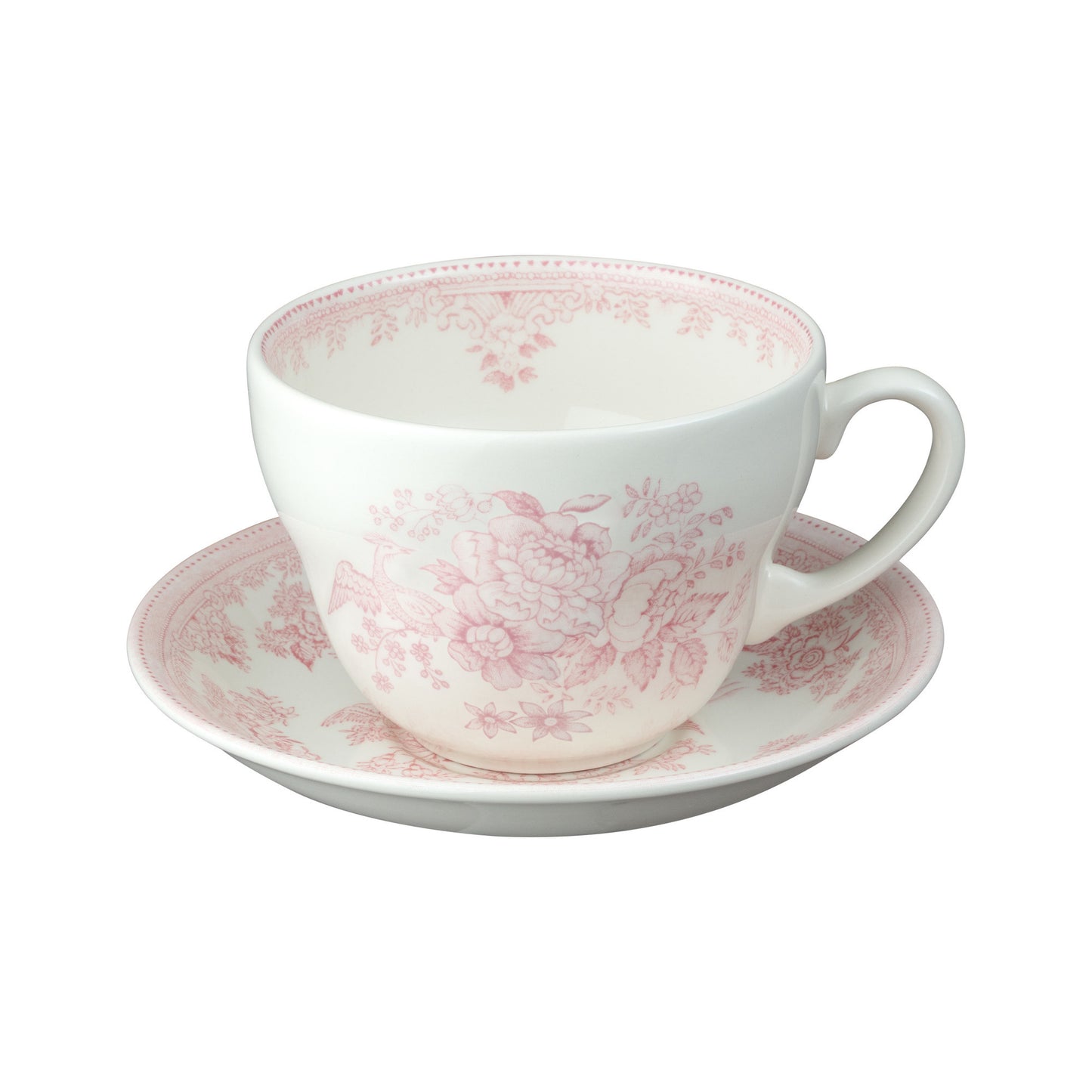 Pink Asiatic Pheasants Breakfast Cup and Saucer