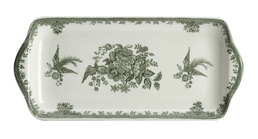 Green Asiatic Pheasants Rectangular Tray 28cm/11" Seconds