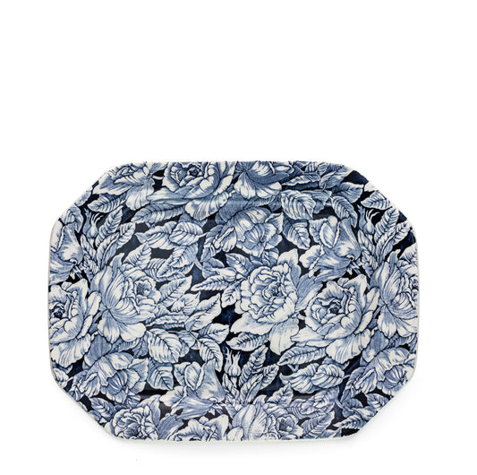 Ink Blue Hibiscus Rectangular Platter 34cm Seconds