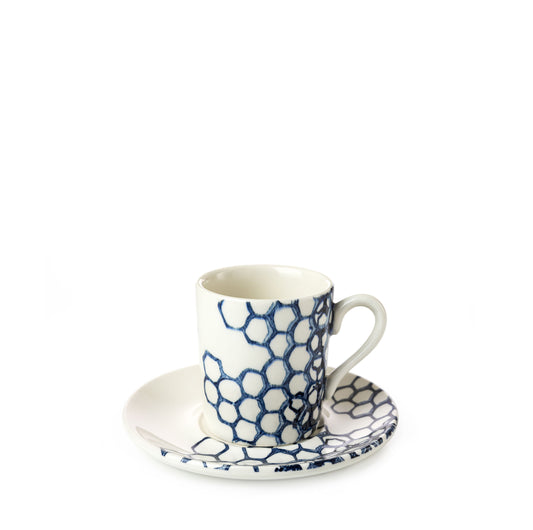 Ink Blue Pollen Espresso Cup and Saucer