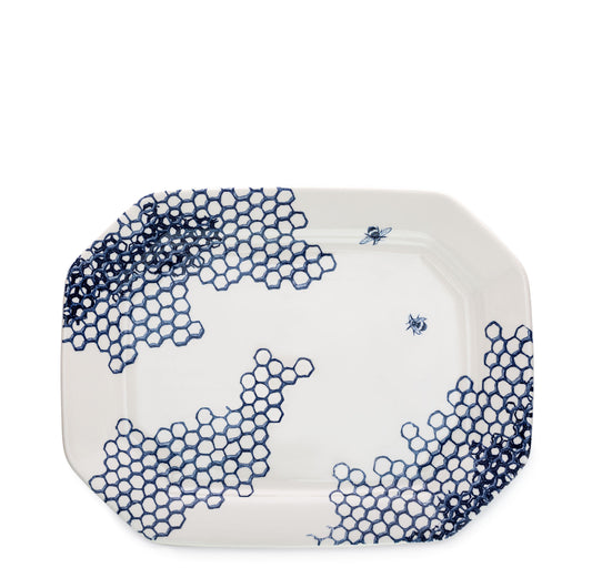 Ink Blue Pollen Rectangular Platter 34cm Seconds