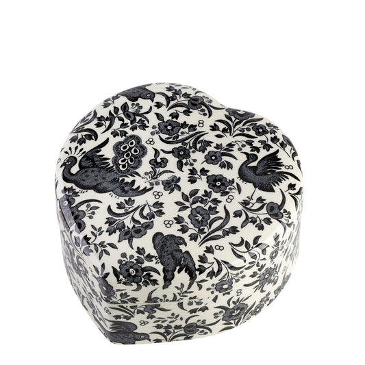 Black Regal Peacock Heart Trinket Box