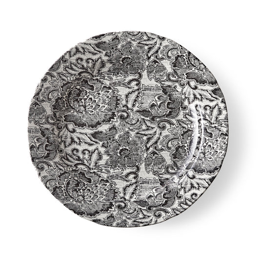 Faded Peony Black Dinner Plate