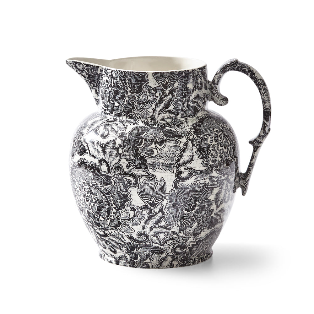 Faded Peony Black Etruscan Pitcher