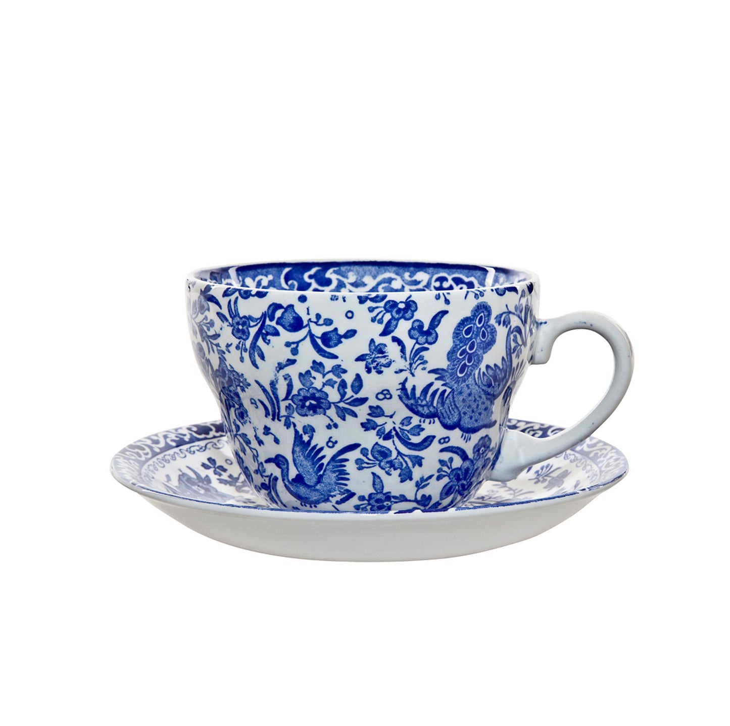 Blue Regal Peacock Breakfast Cup And Saucer