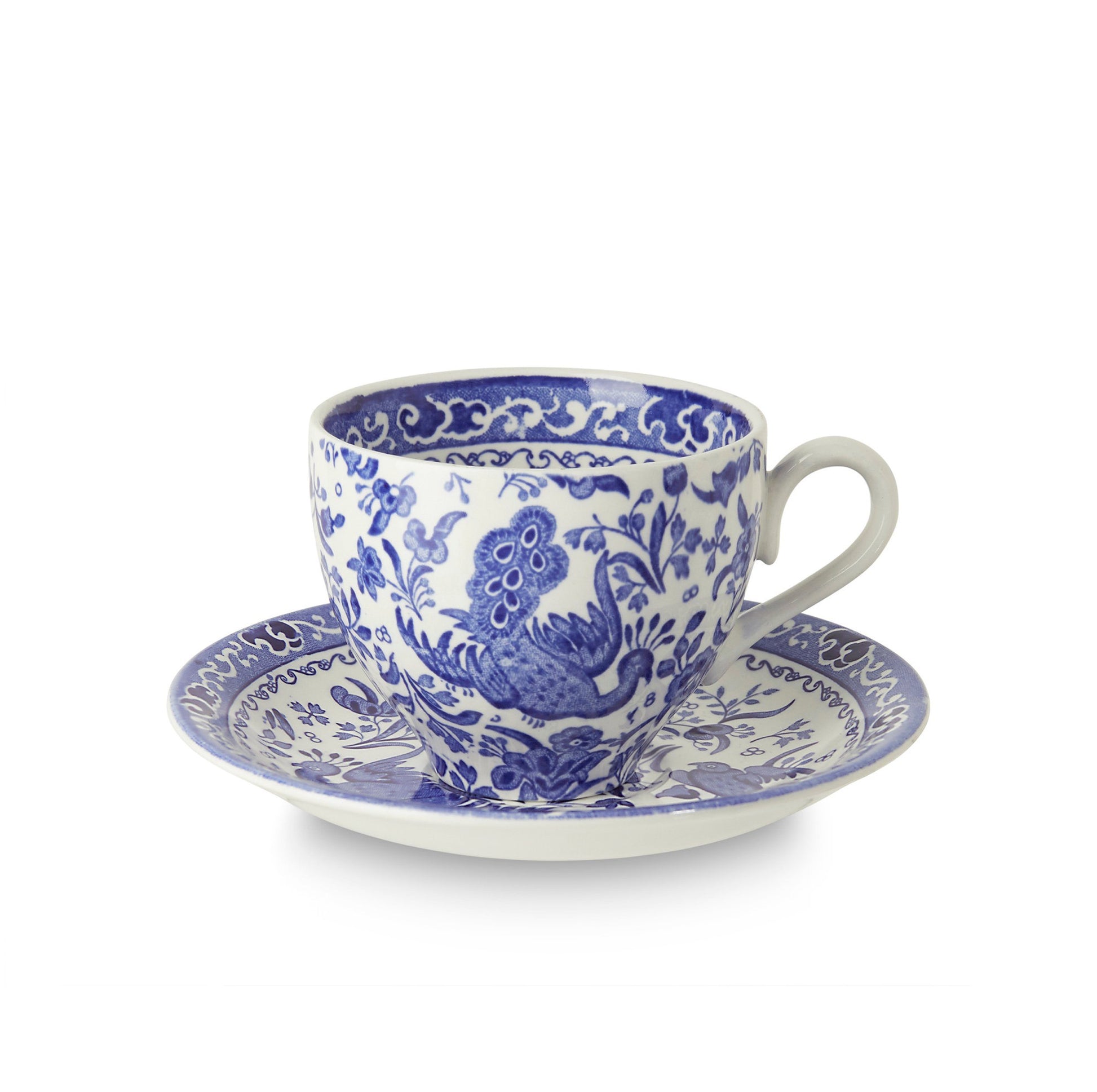 Blue Regal Peacock Teacup And Saucer