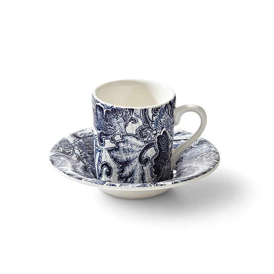 Faded Peony Indigo Espresso Cup and Saucer