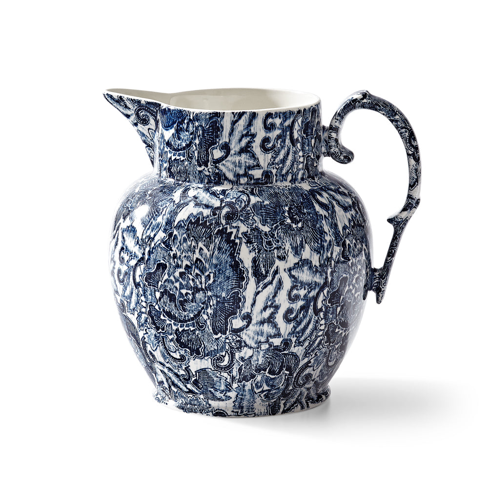 Faded Peony Indigo Etruscan Pitcher