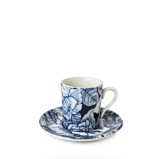 Ink Blue Hibiscus Espresso Cup and Saucer
